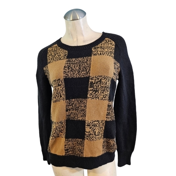 Halogen Sweaters - Halogen Size M Black Tan Sweater Angora Rabbit Hair